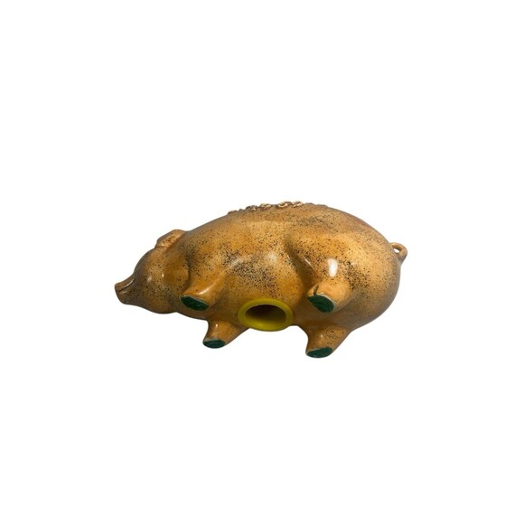 Bennington Style Piggy Bank Pig Dime Bank Ceramic With Gold Speck Glaze VTG 1969 - Picture 12 of 12